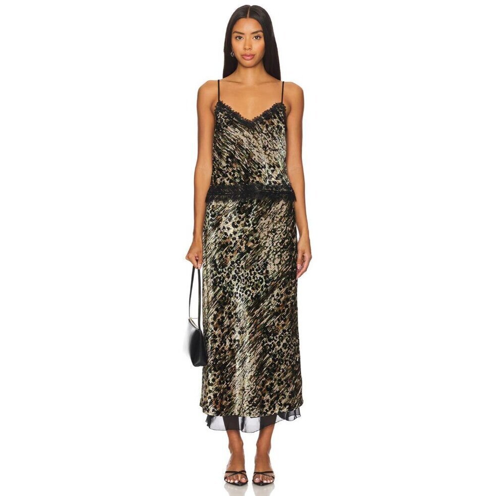 Le Superbe Velvet Underground Skirt Velvet Leopard Womens Size Large